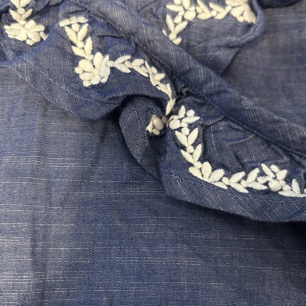 Janie and Jack Romper Girls Size 4 Blue Chambray Ruffle One Piece